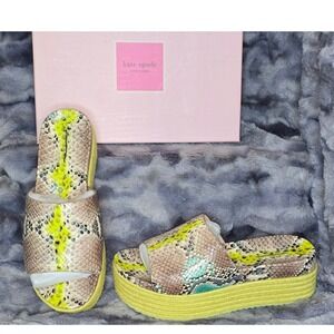 NWB Kate Spade Zia Lemon Sorbet Snake Print Platform Espadrille Slide SZ 9.5